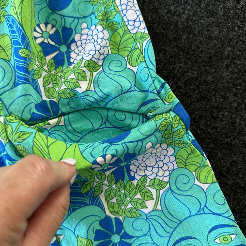 IBKUL Women Golf Dress XL Blue Green Sun Face Psychedelic UPF 50+ Zip Pocket - Picture 7 of 7